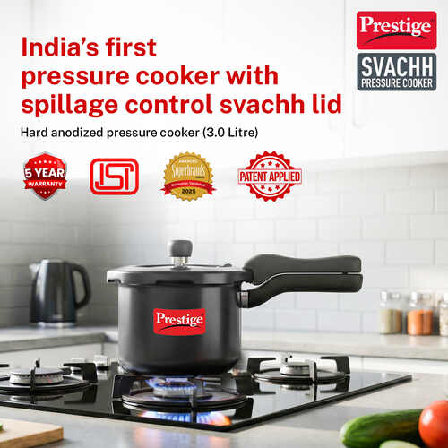  Prestige Svachh Hard Anodised Spillage Control Pressure Cooker, 3 L (Black) - Alternate View